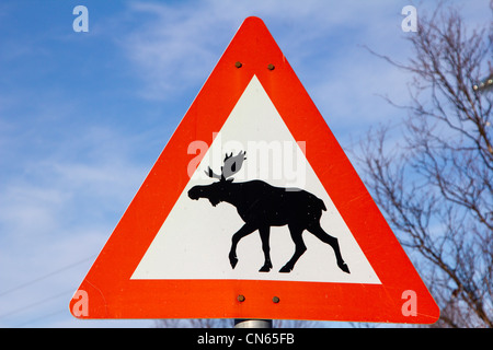 warning sign troms norway Stock Photo