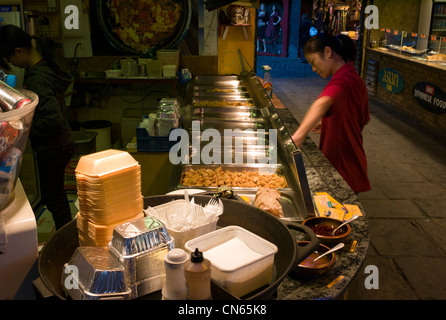 Indoor oriental, continental food stall, Camden Market, Camden Town, London, England Stock Photo