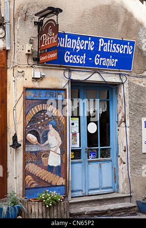 Baker shop in old town of Olargues, Llangeudoc, France Stock Photo