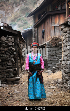 Nepali rural Tamang woman Nepal Stock Photo