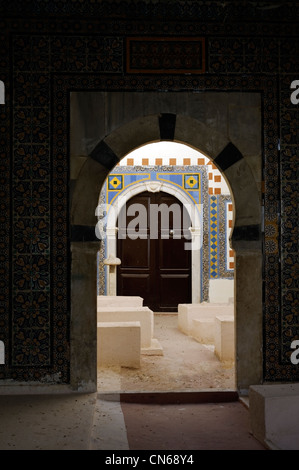 Tripoli. Libya. View of highly colourful and decorative entrance to side room of Ahmed Pash Karamanli Mosque which is the Stock Photo