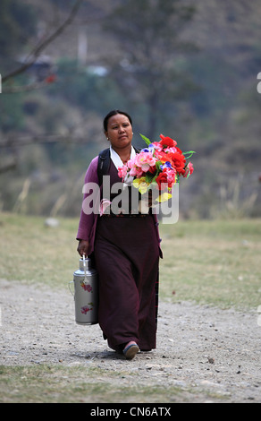 Nepali rural Tamang woman Nepal Stock Photo