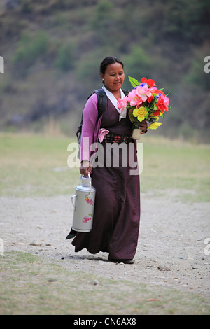 Nepali rural Tamang woman Nepal Stock Photo