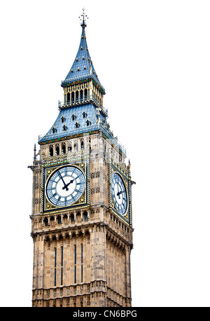 Big Ben, Houses of Parliament, Westminster Palace, London gothic architecture - isolated over white background Stock Photo
