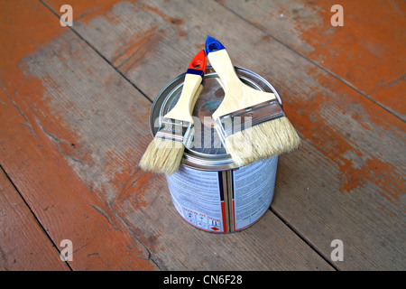 new brush on dirty floor Stock Photo