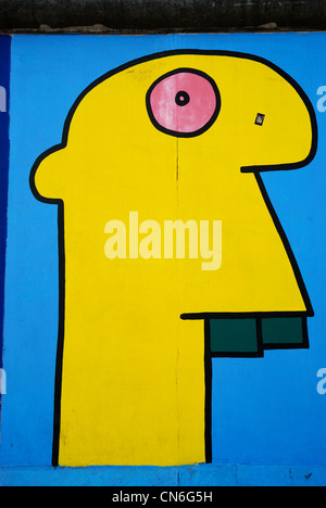 One section of the painting by Thierry Noir on the Berlin Wall at the East Side Gallery, Berlin, Germany.