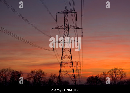 Electricity pylons near Burbage, Leicestershire, United Kingdom Stock Photo