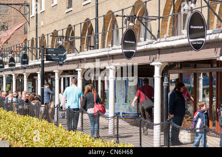 Shops and cafes at St Katherines Docks, London, England. Stock Photo