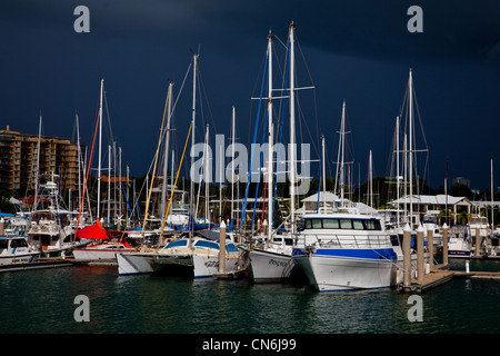 Storm clouds over Cullen Bay Marina. Darwin Australia. Stock Photo