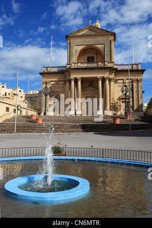 St Joseph parish church with fountain, Kalkara, Malta, Europe. Stock Photo