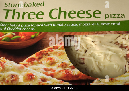 Supermarket stonebaked three cheese pizza Stock Photo