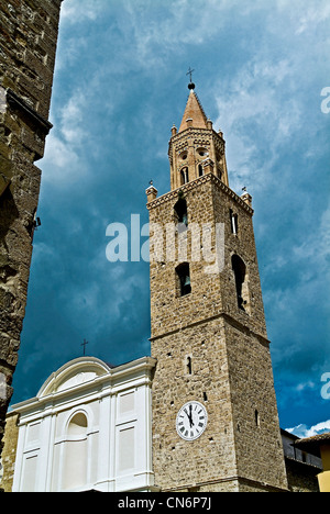 Europe Italy Abruzzo Teramo Province Campli view with Bell tower of Santa Maria in Platea Stock Photo