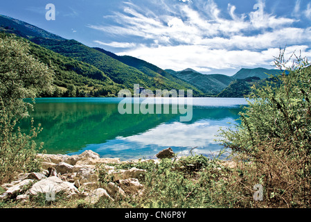 Europe Italy Abruzzo L'Aquila province the lake of Scanno Stock Photo