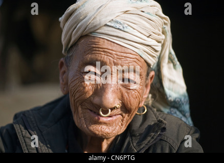 Portrait of  woman from West Nepal Stock Photo