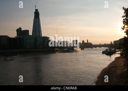 London sunset over River Thames and Shard. Stock Photo