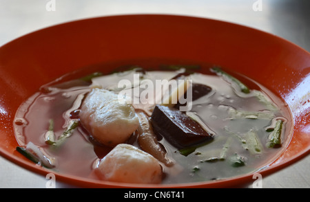 Seafood yong tau foo (rice noodles with fish ball) Stock Photo