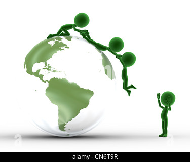 Earth globe conceptual. Helping to get on the peak and other concepts. Environment, ecology. Stock Photo