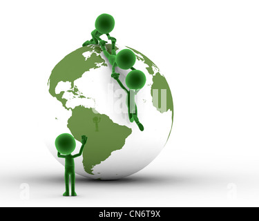 Earth globe conceptual. Helping to get on the peak and other concepts. Environment, ecology. Stock Photo