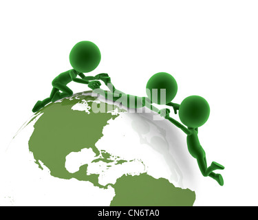 Earth globe conceptual. Helping to get on the peak and other concepts. Environment, ecology. Stock Photo