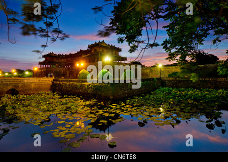 Entrance to the Imperial City at Twilight, Hue, Vietnam Stock Photo