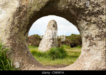 Men-an-Tol Megalithic stone monument Cornwall, England, 'Great Britain' Stock Photo