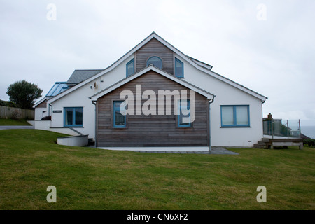 Second Homes in Polzeath Cornwall used by holiday makers in the tourist season. Stock Photo