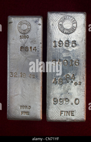 Homestake Mining Company Silver Bullion Bars Stock Photo