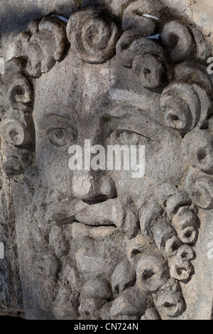 masks of Classical deities, Hanging Garden & Ramp, TSARSKOYE SELO, PUSHKIN, Saint-Petersburg Stock Photo