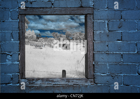 view through a window - infrared image Stock Photo