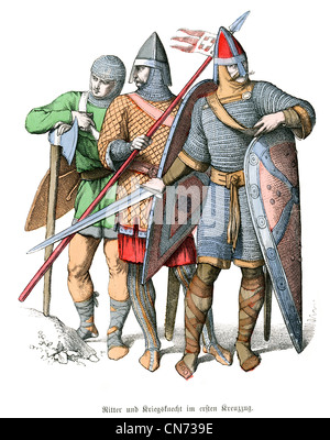 Knights of the First Crusade wearing chainmail armour Stock Photo