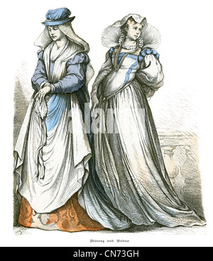 two women in the fashion of 18th Century Florence and Padua Stock Photo