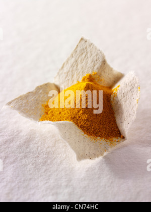 Ground turmeric spice powder Stock Photo