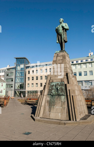 Statue of Jon Siguardsson, Reykjavik, Iceland Stock Photo