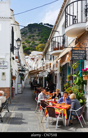 Street cafe in the old town, Mijas, Andalucia, Spain Stock Photo