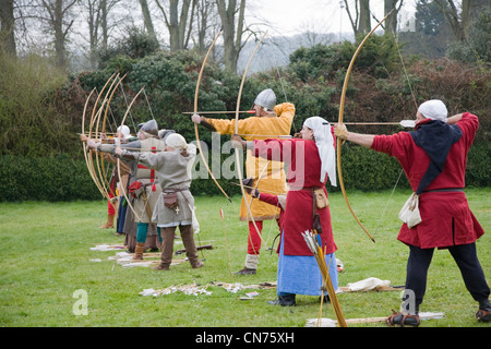 Archers in a Historic battle reenactment Stock Photo