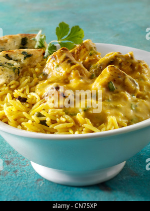 Chicken korma Curry with pilau rice Stock Photo