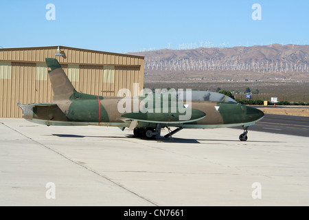 Former South African Aermacchi MB-326 Impala trainer jet at Mojave airfield, California, USA Stock Photo