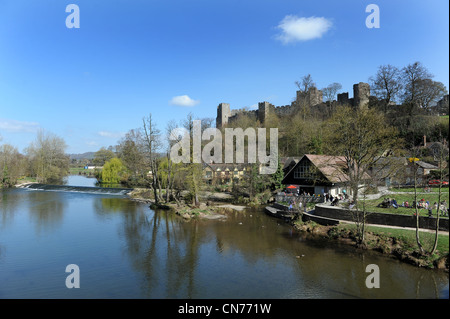 Ludlow Dinham Weir on the River Teme Shropshire Uk Stock Photo