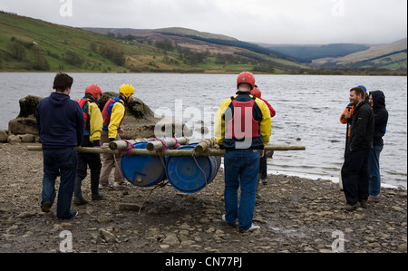 Rafting Event and Race on Lake Semerwater, Wensleydale, North Yorkshire Dales, UK Stock Photo