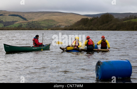 Raft Racing on Lake Semerwater, Wensleydale, in the North Yorkshire National Park, UK Stock Photo