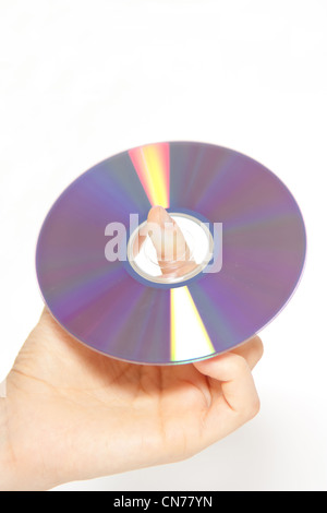 Computer disc in hand Stock Photo