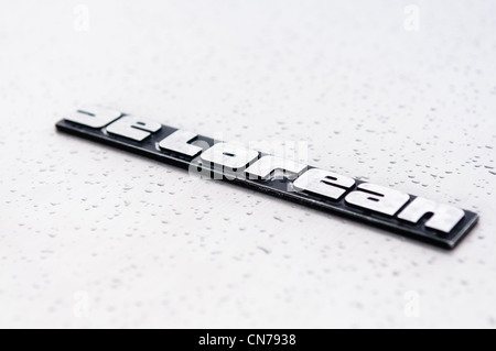 DeLorean name badge Stock Photo