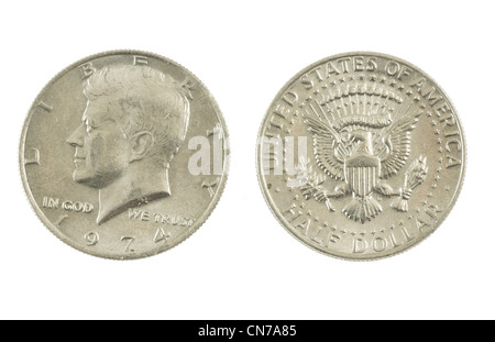 United States half dollar coin isolated on white background. Stock Photo