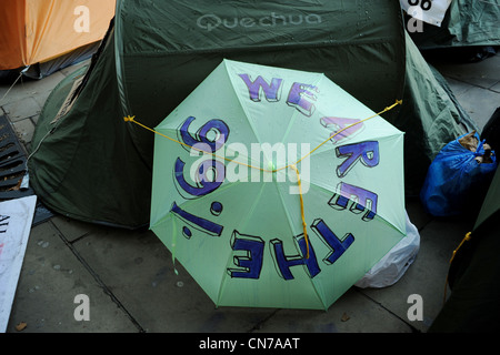 We are the 99% Umbrella's, Occupy London, Stock Photo