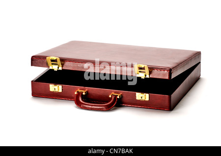 BURGANDY BROWN briefcase on white background Stock Photo