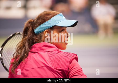 Tennis player, Ana Ivanovic, warms up for Mercury Insurance Open at La Costa Resort. Stock Photo