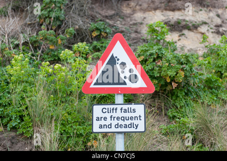 Danger Unstable Cliff sign Stock Photo