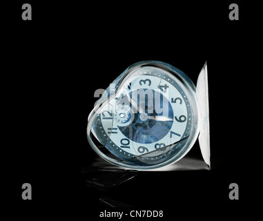 x-ray of Broken alarm clock laying on side Stock Photo
