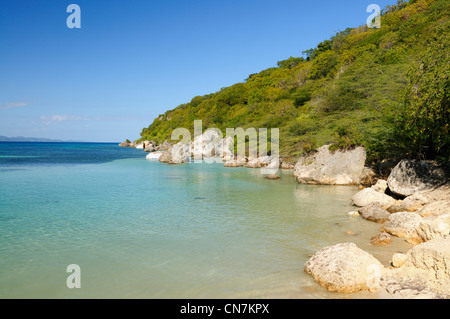 Dominican Republic, Puerto Plata province, Punta Rucia, rocks at the end of the beach Playa Ensenada Stock Photo