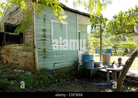 Dominican Republic, Rio San Juan province, wooden fisherman's house Stock Photo